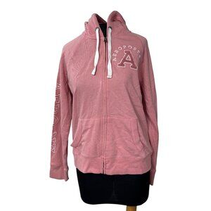 Aeropostale Womens Pink Full-Zip Hoodie Sweatshirt With Drawstring Hood